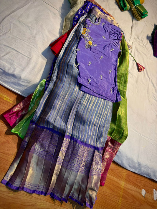 Kids Ready To Wear Kanchi Pattu Lehenga 7-13 Yrs