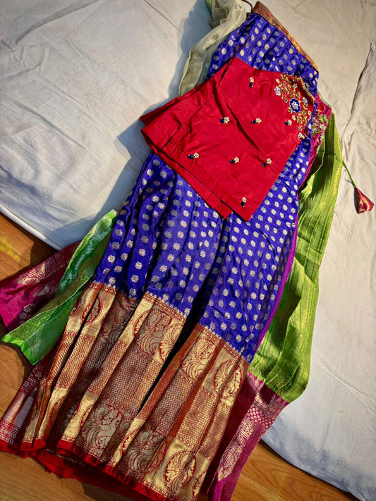 Kids Ready To Wear Kanchi Pattu Lehenga 7-13 Yrs