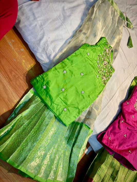 Kids Ready To Wear Kanchi Pattu Lehenga 7-13 Yrs