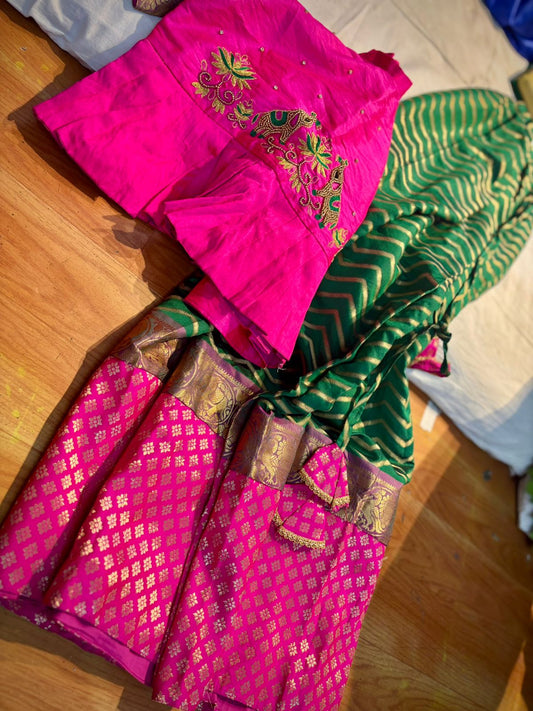 Kids Ready To Wear Kanchi Pattu Lehenga 7-13 Yrs