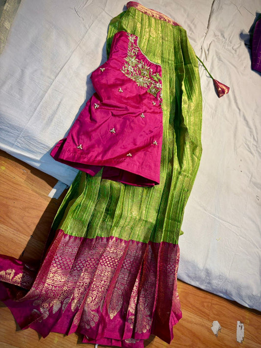 Kids Ready To Wear Kanchi Pattu Lehenga 7-13 Yrs