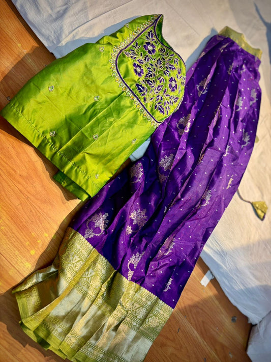 Kids Ready To Wear Kanchi Pattu Lehenga 7-13 Yrs