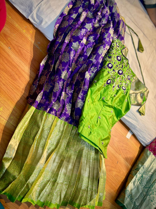 Kids Ready To Wear Kanchi Pattu Lehenga 7-13 Yrs