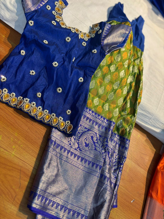 Kids Ready To Wear Kanchi Pattu Lehenga 7-13 Yrs