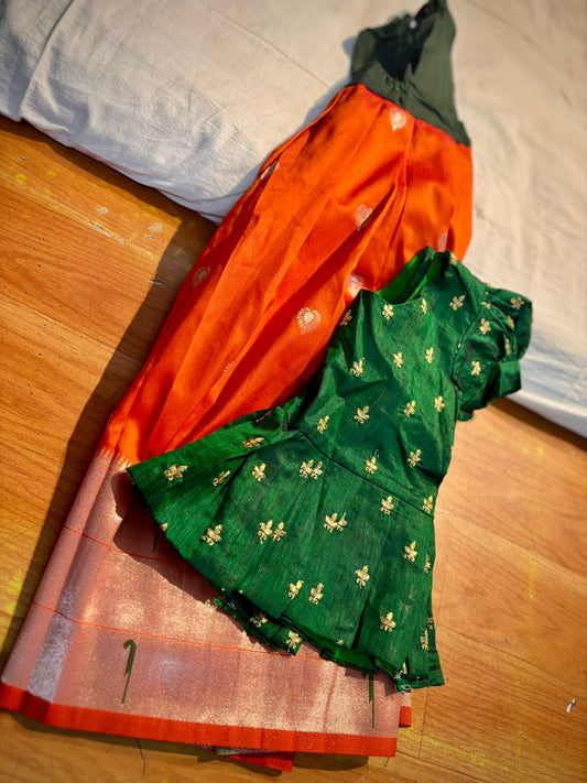 Kids Ready To Wear Kanchi Pattu Lehenga 7-13 Yrs