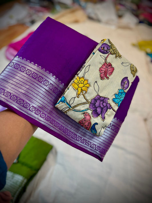 Mangalagiri Pattu Saree With Maggam Work Blouse