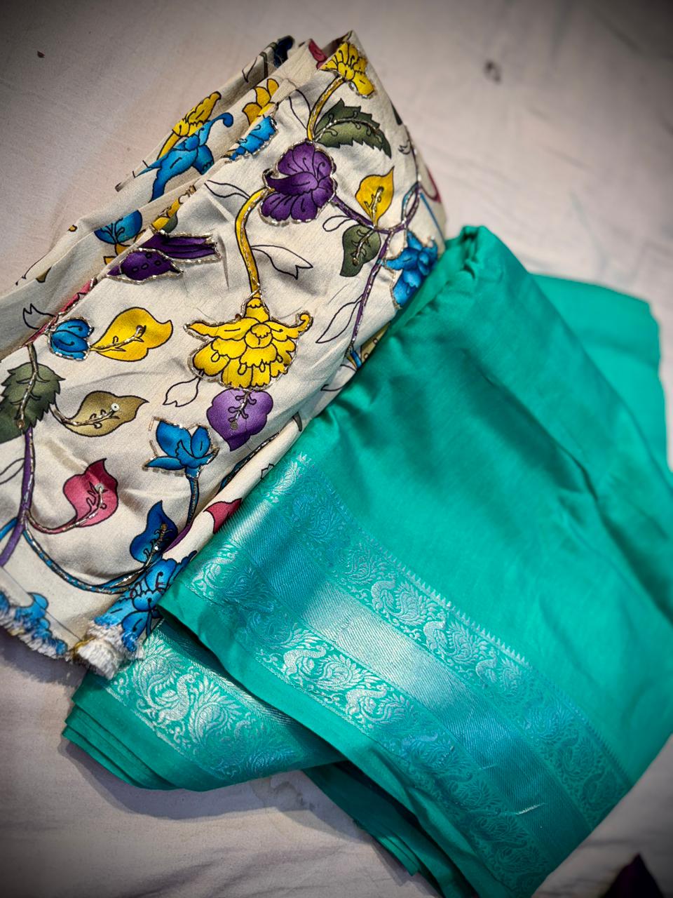 Mangalagiri Pattu Saree With Maggam Work Blouse