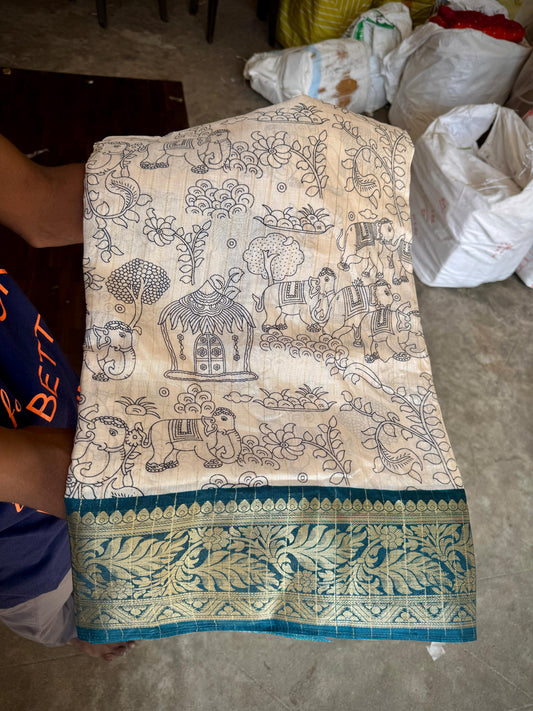 Mangalagiri Pen Kalamkari Saree