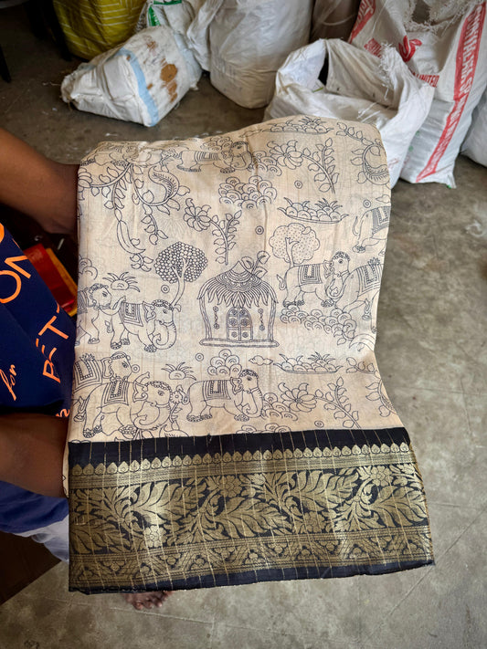 Mangalagiri Pen Kalamkari Saree