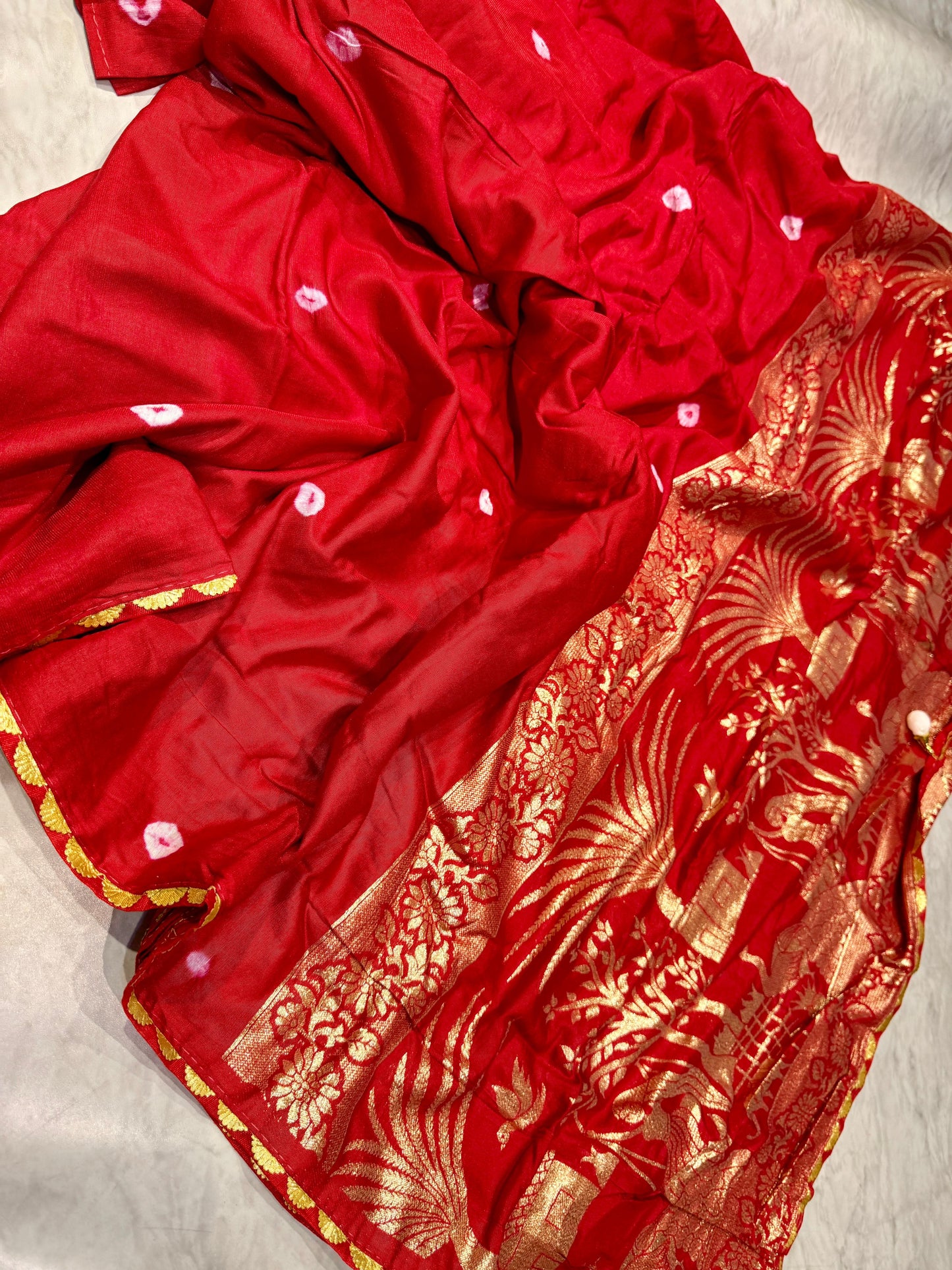Moonga Bandini Silk Saree