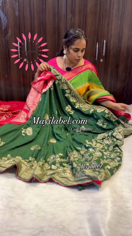 Semi Moonga Silk Saree With Designer Blouse