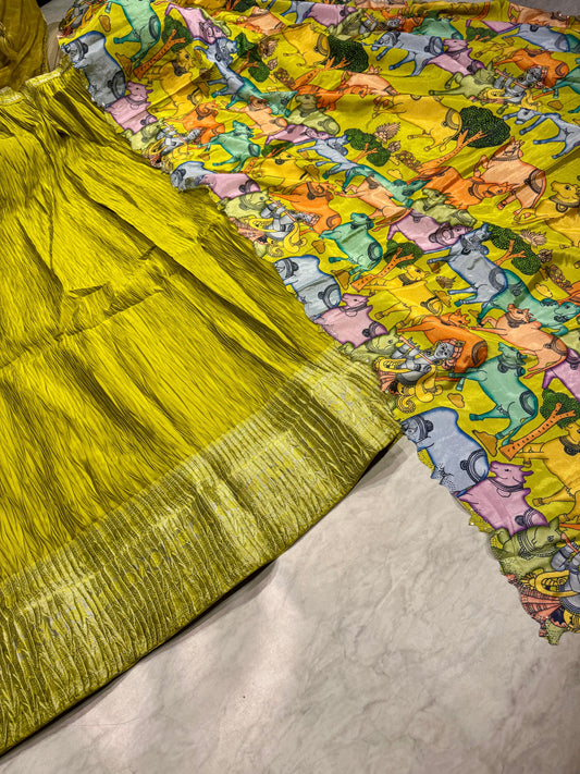 Pichwai Crush Semi Stitched Lehenga