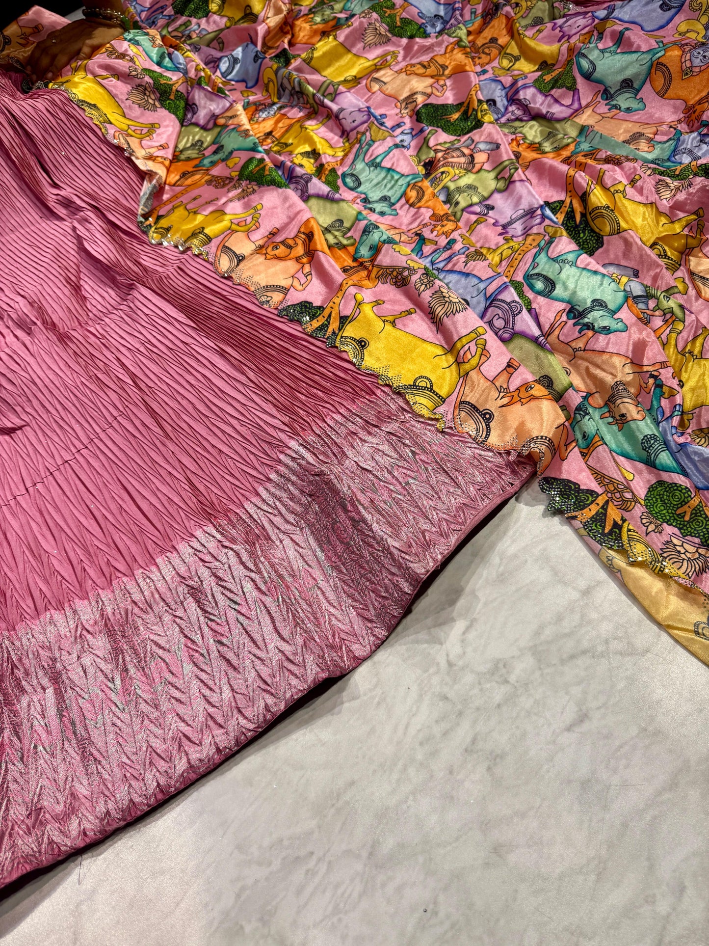 Pichwai Crush Semi Stitched Lehenga