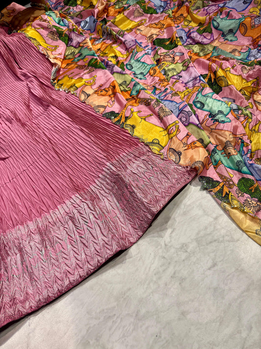 Pichwai Crush Semi Stitched Lehenga