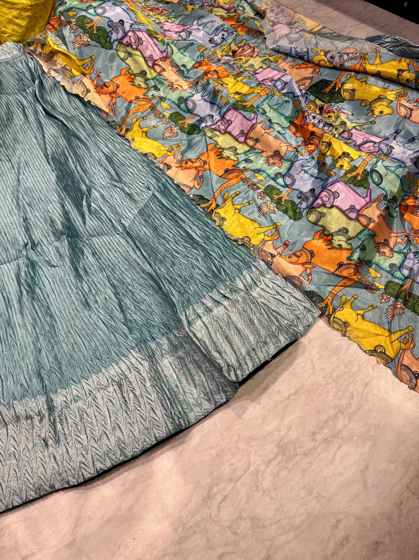 Pichwai Crush Semi Stitched Lehenga