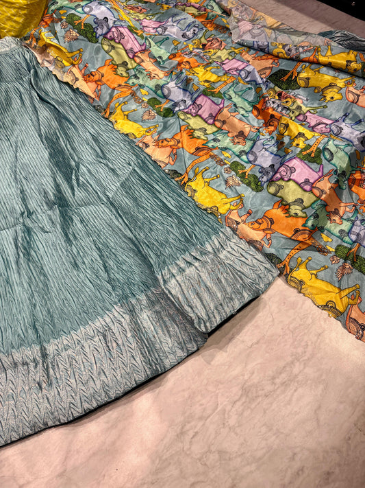 Pichwai Crush Semi Stitched Lehenga