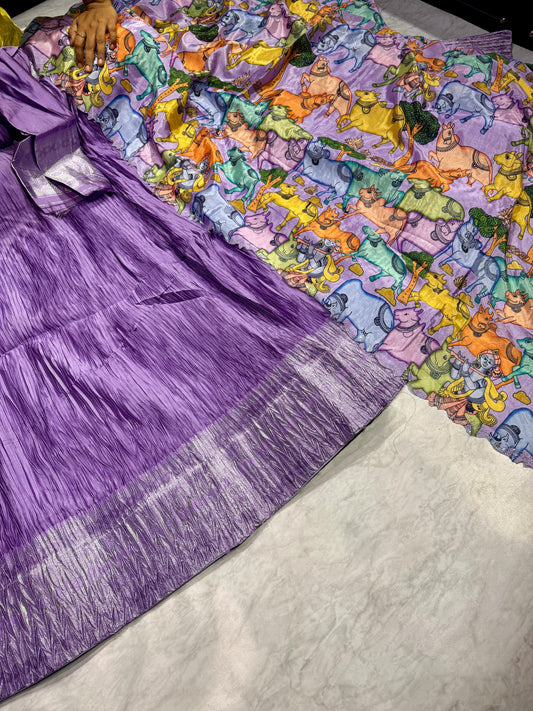Pichwai Crush Semi Stitched Lehenga