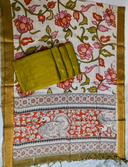 Pen Kalamkari Dress Material
