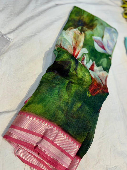 Pure Handloom Mangalagiri Pattu Saree