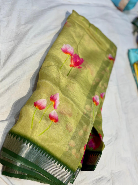 Pure Handloom Mangalagiri Pattu Saree