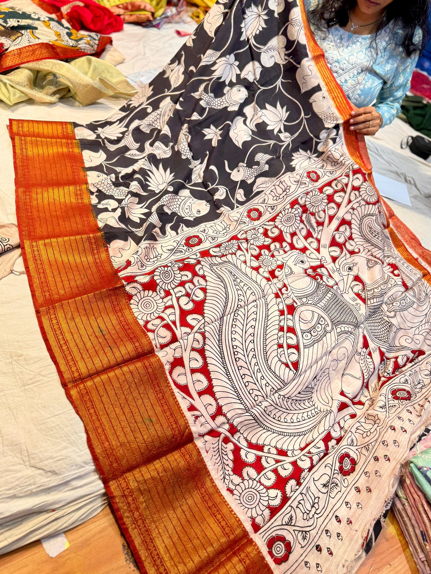 Pure Pen Kalamakri Saree