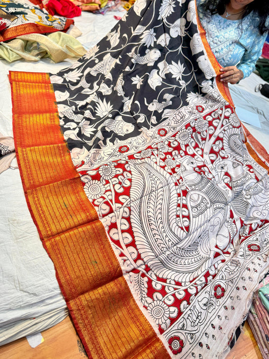 Pure Pen Kalamakri Saree