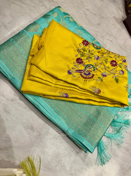 Raew Meango Saree With Maggam Work Blouse