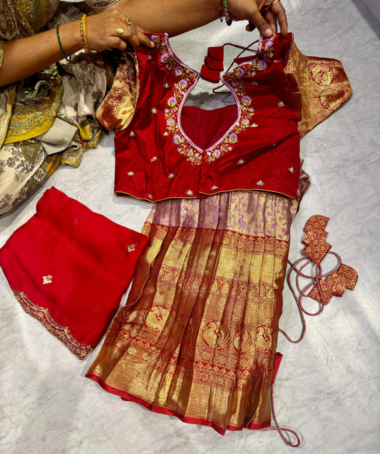 Ready To Wear Kanchipuram Langa Voni Set