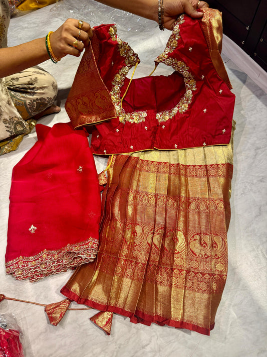 Ready To Wear Kanchipuram Langa Voni Set