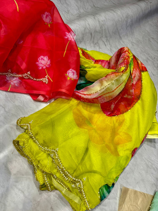Satin Organza Work Saree