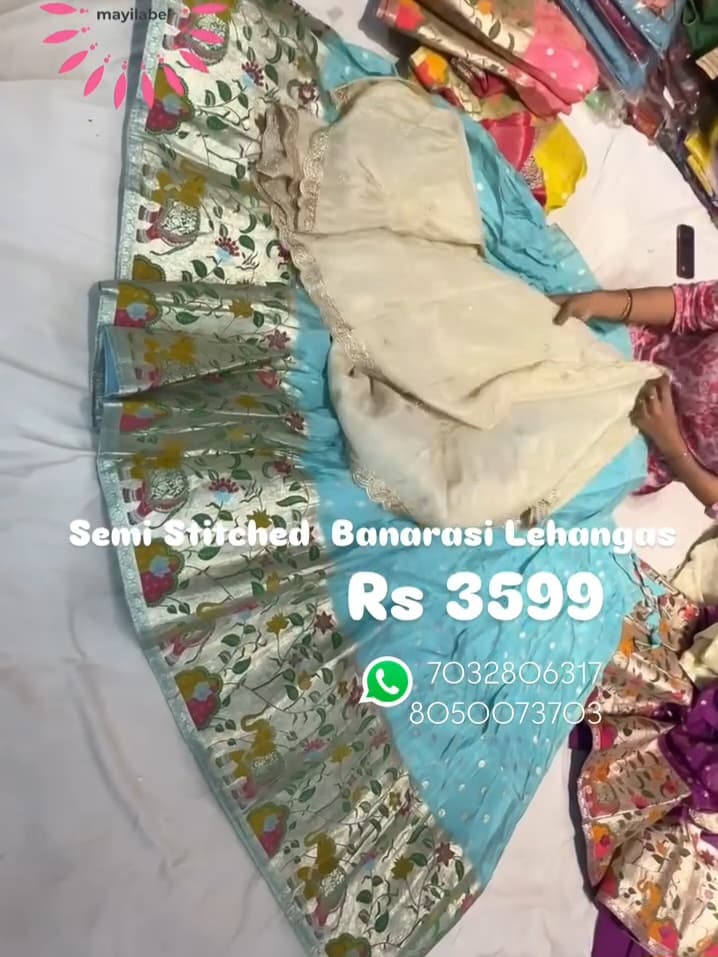 Semi Stitched Banarasi Lehenga