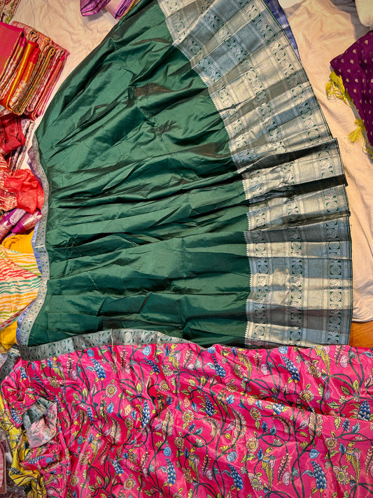 Semi Stitched Mangalagiri Pattu Lehenga