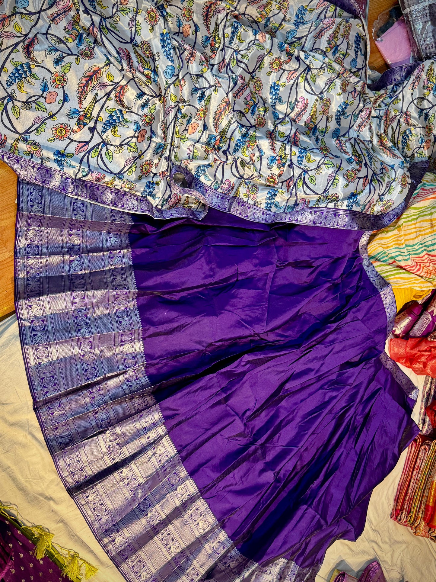 Semi Stitched Mangalagiri Pattu Lehenga