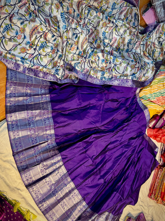 Semi Stitched Mangalagiri Pattu Lehenga