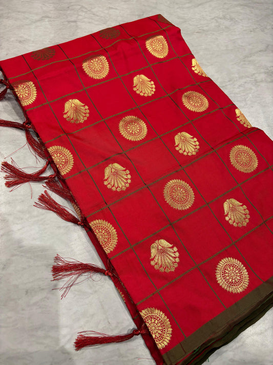 Soft Silk Saree-Red