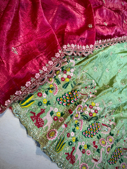 Tussar Crush Semi Stitched Lehenga