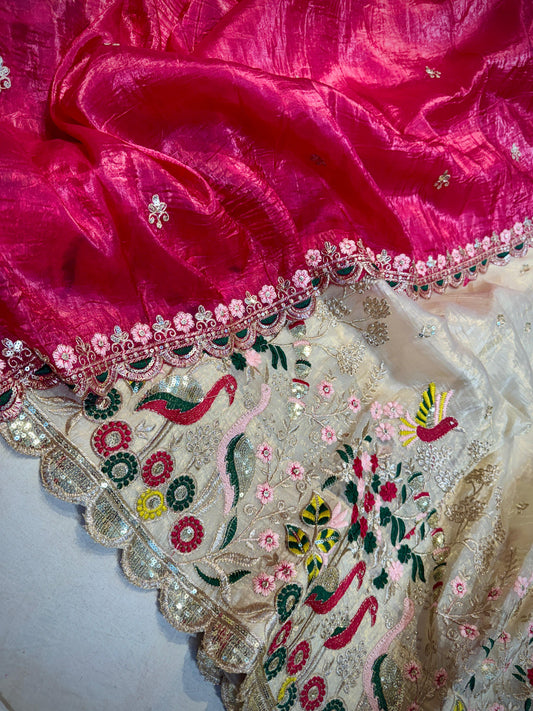 Tussar Crush Semi Stitched Lehenga