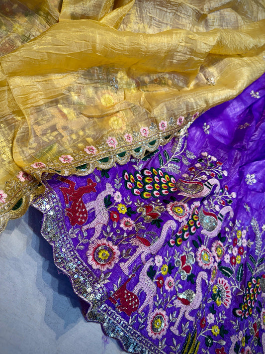 Tussar Crush Semi Stitched Lehenga
