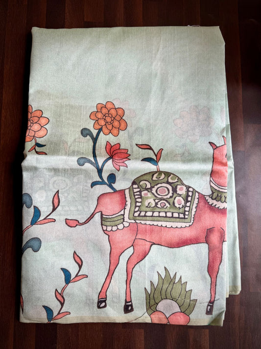 Tussar Silk Digital Print Saree