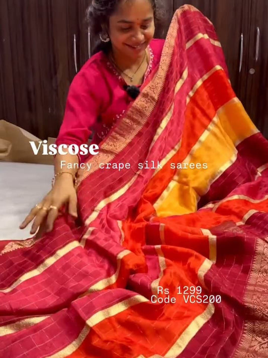 Viscose Fancy Crape Silk Saree
