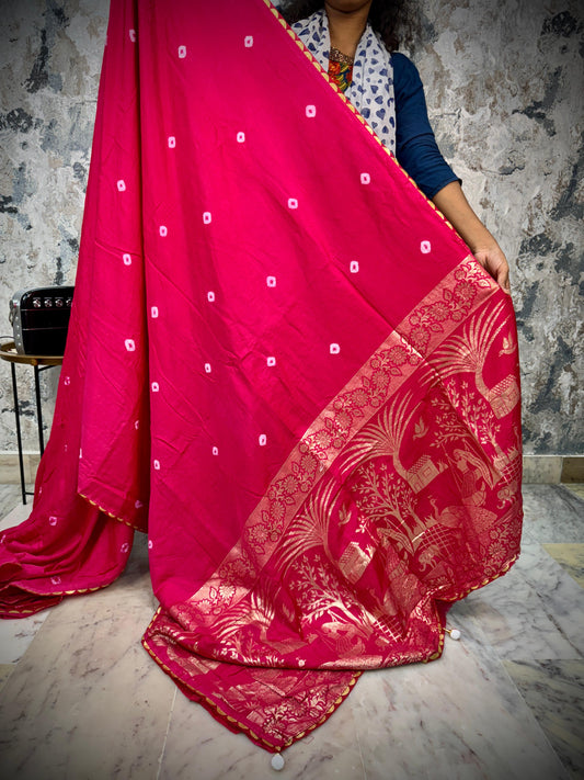 Moonga Bandini Silk Saree
