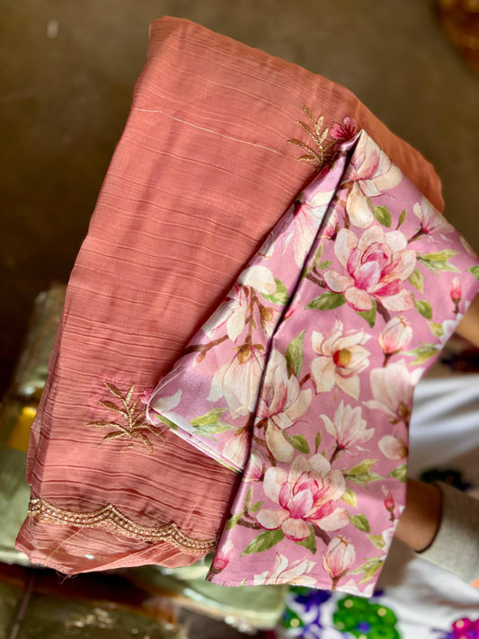 Crushed Tussar Saree