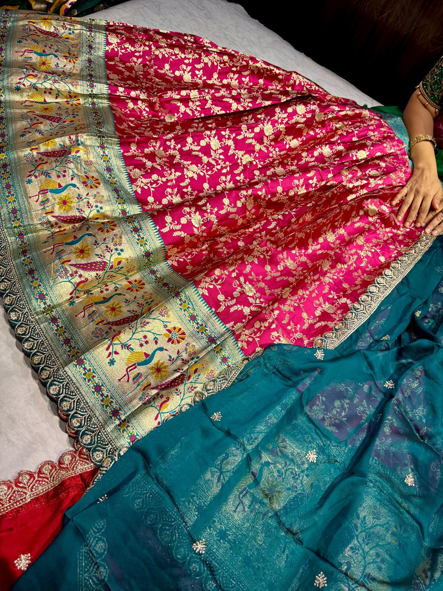 Mushru Silk Semi Stitched Lehenga