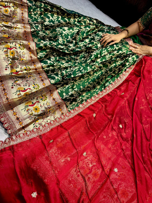 Mushru Silk Semi Stitched Lehenga