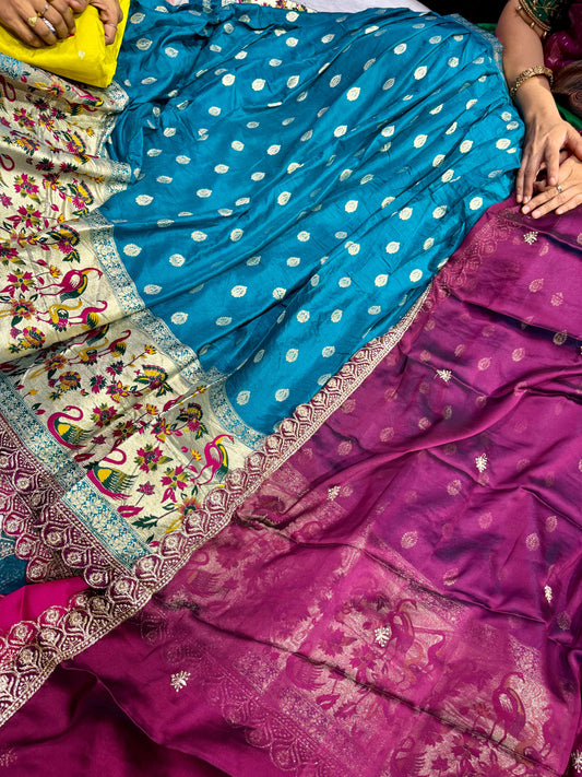 Mushru Silk Semi Stitched Lehenga