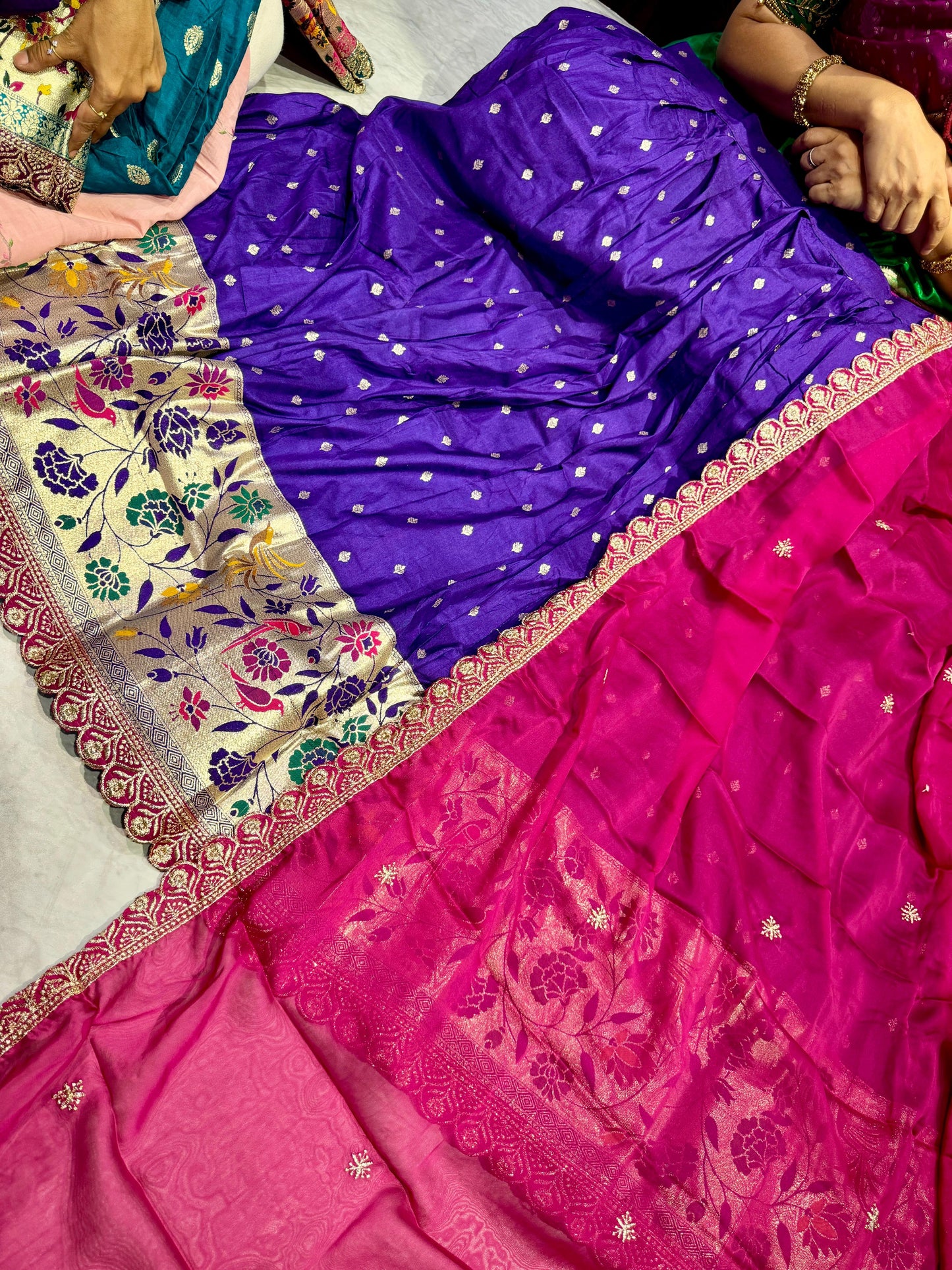 Mushru Silk Semi Stitched Lehenga