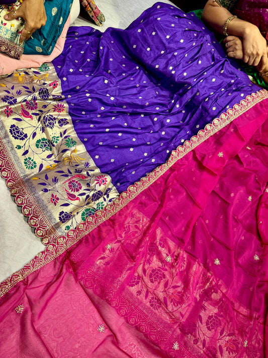 Mushru Silk Semi Stitched Lehenga